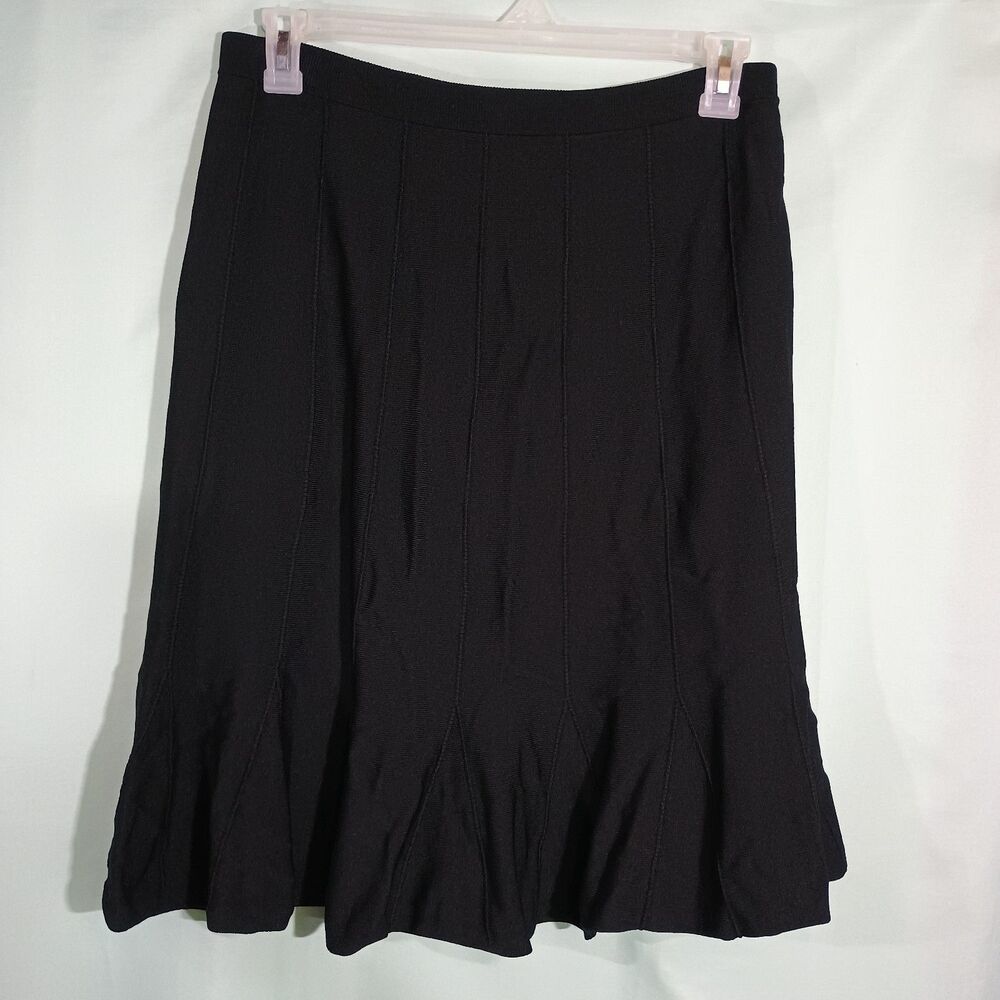 Women’s Black Flared Skirt – Knee Length A-Line Classic Office Casual Skirt